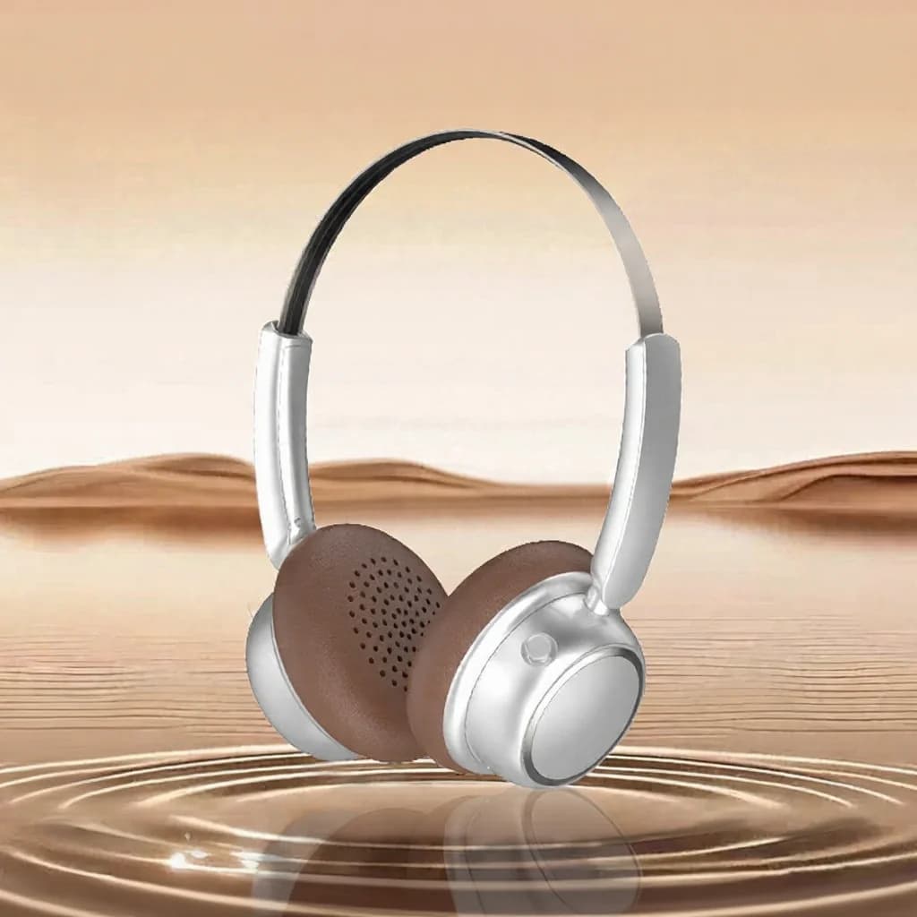 אוזניות Bluetooth אלחוטיות בסגנון רטרו עם רצועת ראש מתכתית וסוללה חזקה