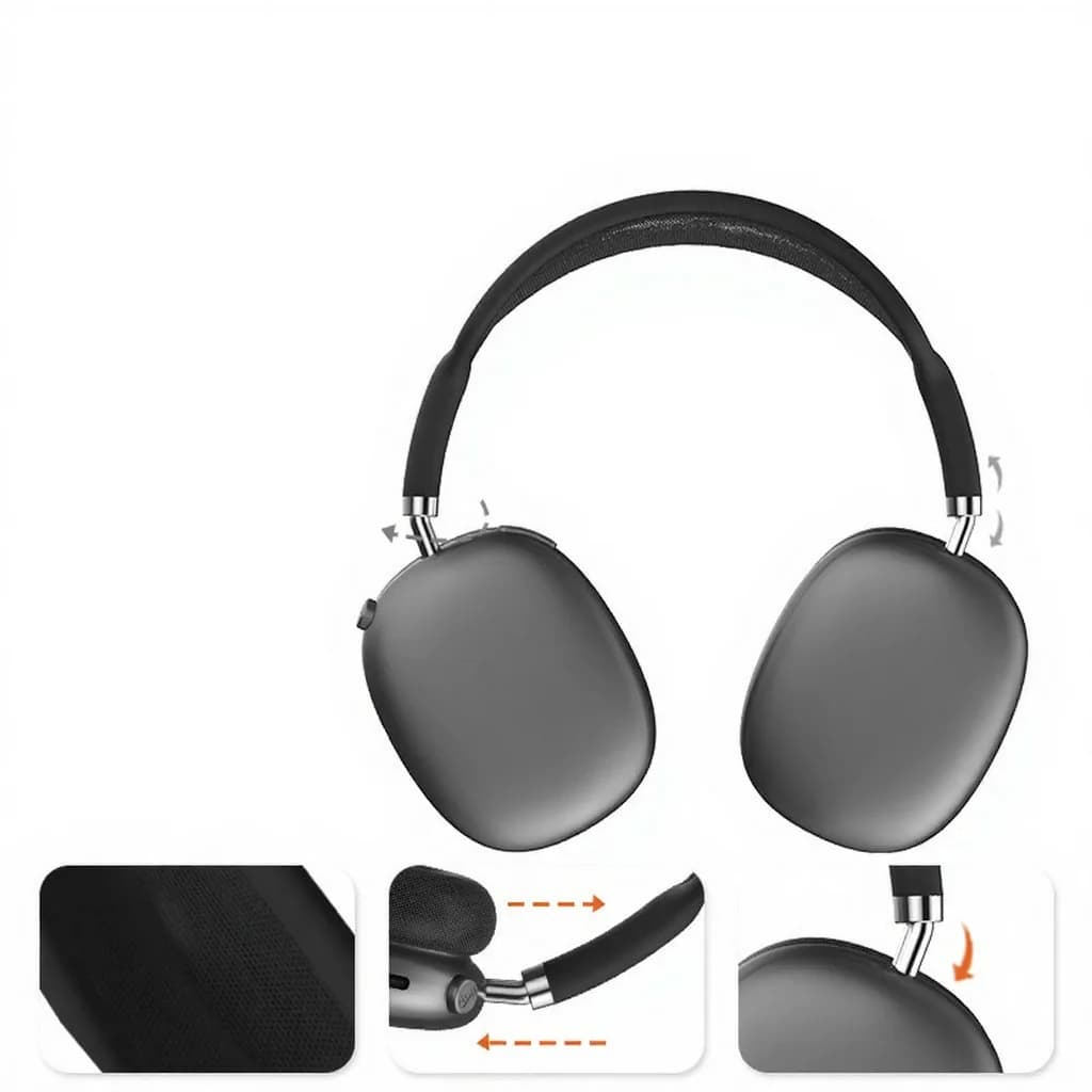אוזניות Bluetooth אלחוטיות עם רדיו FM וחריץ לכרטיס TF