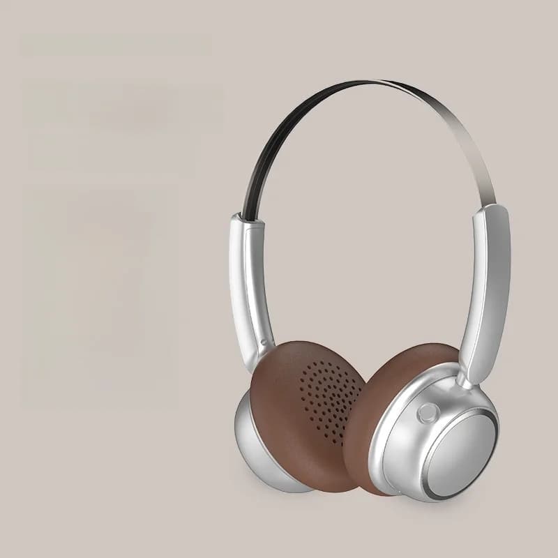 אוזניות Bluetooth אלחוטיות בסגנון רטרו עם רצועת ראש מתכתית וסוללה חזקה