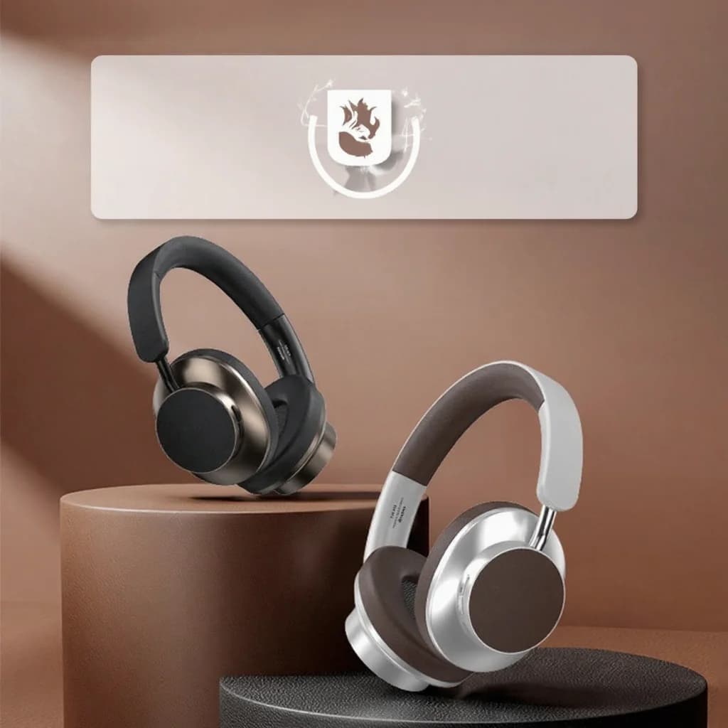 אוזניות אלחוטיות Bluetooth מעל האוזן בסגנון רטרו עם רדיו FM וחריץ לכרטיס TF
