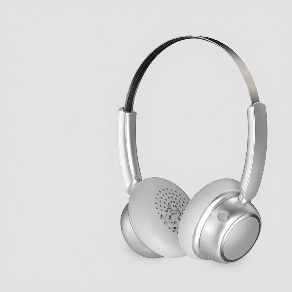 אוזניות Bluetooth אלחוטיות בסגנון רטרו עם רצועת ראש מתכתית וסוללה חזקה
