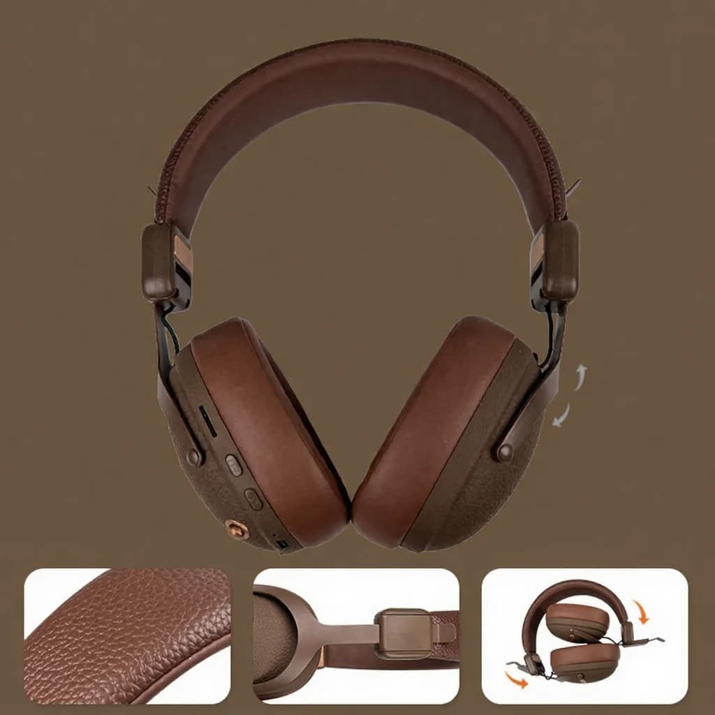 אוזניות אלחוטיות רטרו מעל האוזן עם Bluetooth 5.4 וסוללה חזקה
