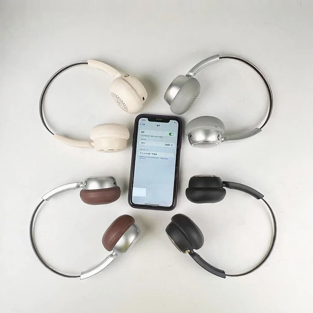 אוזניות Bluetooth רטרו מעל האוזן עם רדיו FM ועיצוב מתקפל