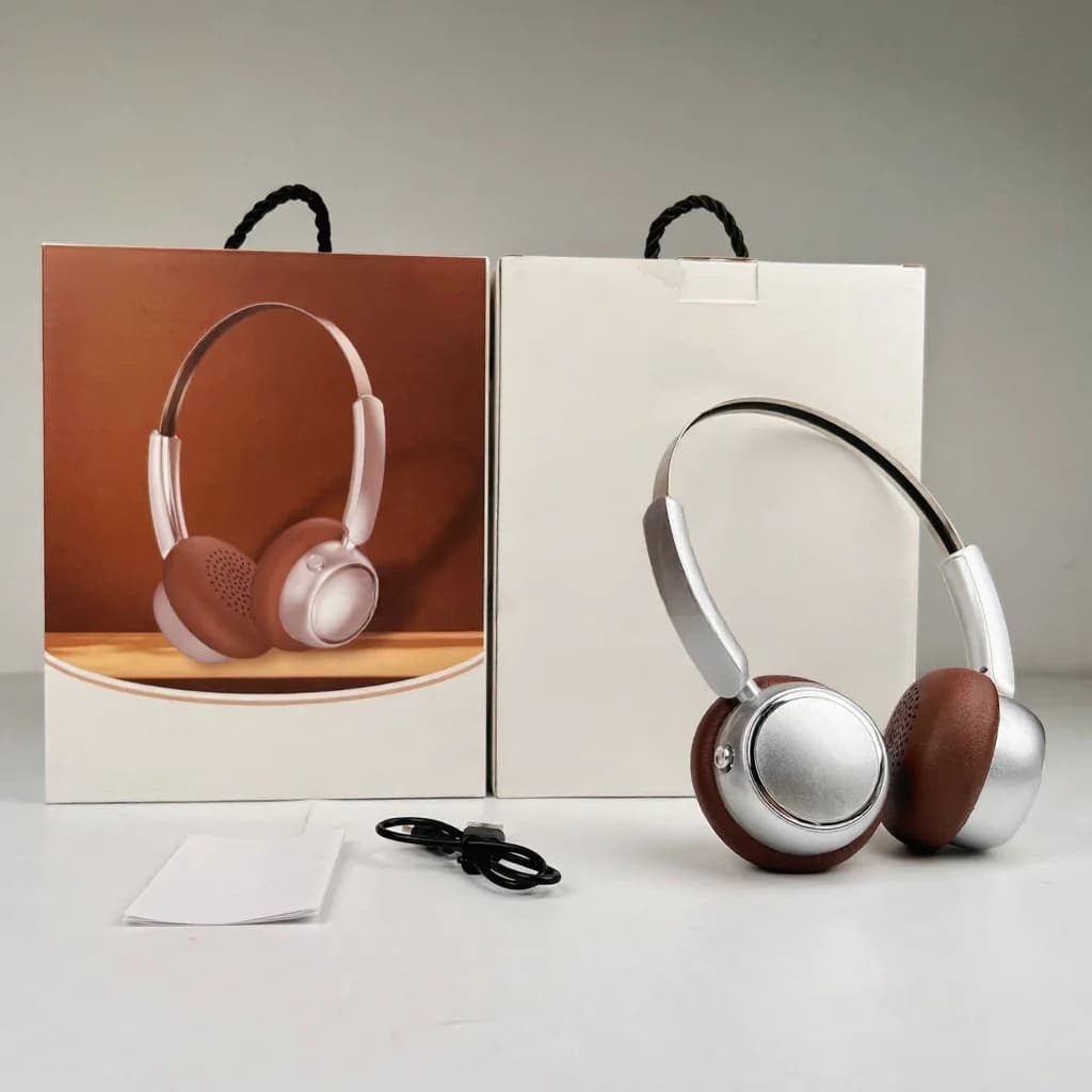 אוזניות אלחוטיות רטרו מעל-האוזן עם רדיו FM ו-Bluetooth 5.4