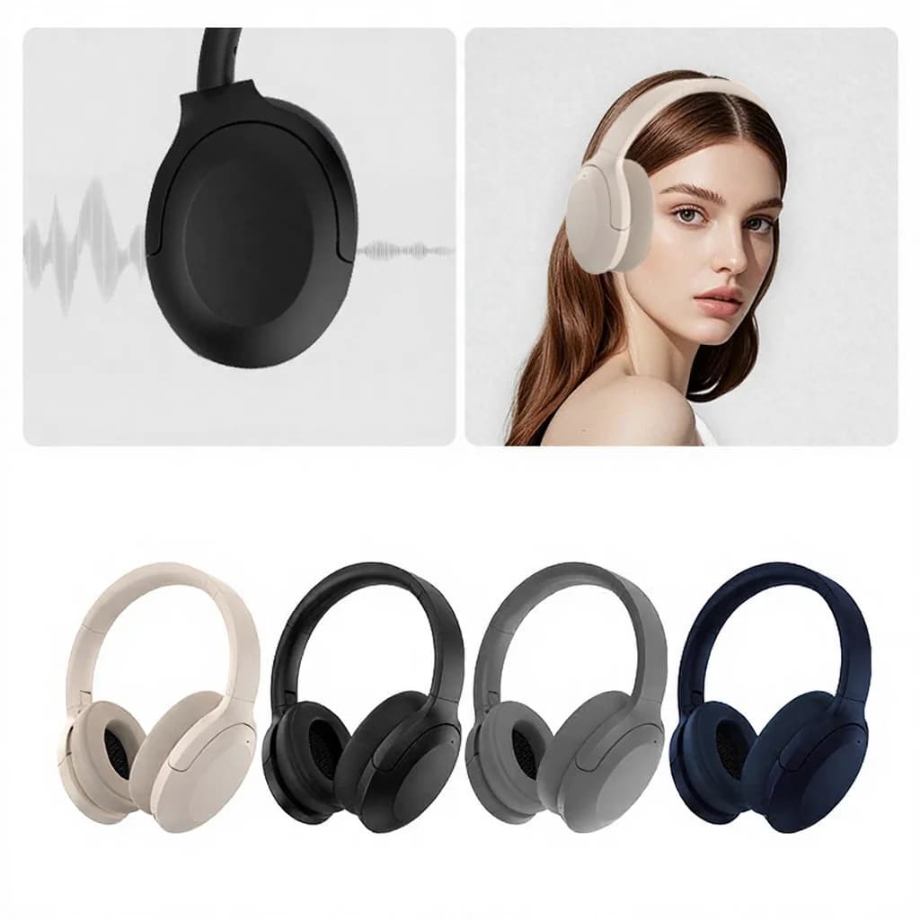 אוזניות Bluetooth אלחוטיות סטריאו מעל האוזן עם ביטול רעשים אקטיבי