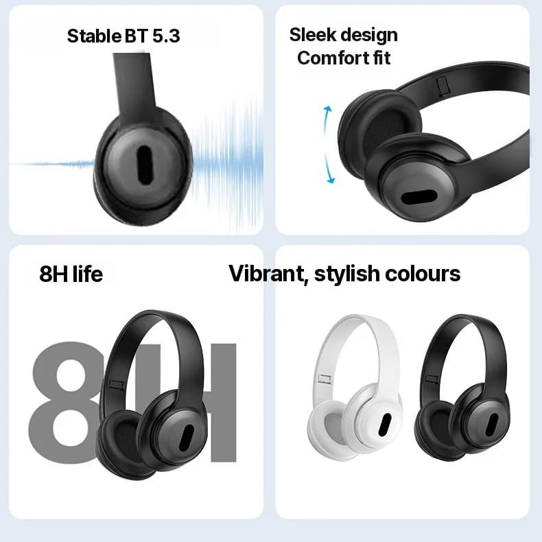 אוזניות אלחוטיות Bluetooth קשת עם רדיו FM וחריץ לכרטיס TF