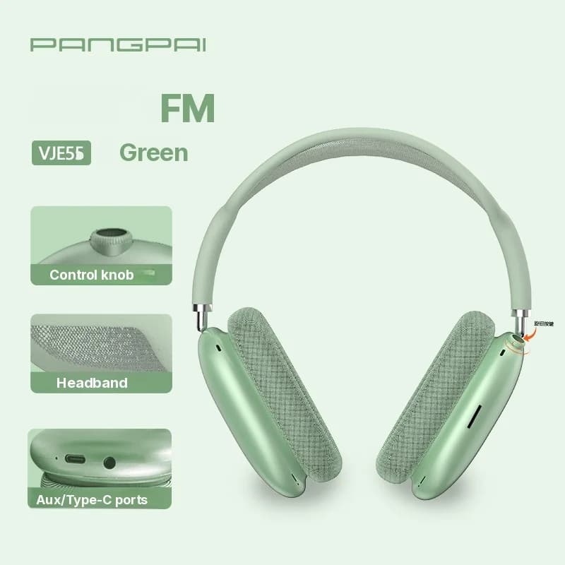 אוזניות מעל האוזן Bluetooth 5.4 עם כפתור סיבובי ורדיו FM
