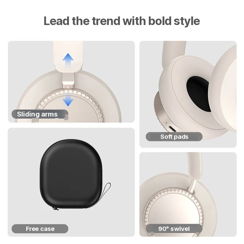 אוזניות אלחוטיות Bluetooth עם ביטול רעשים אקטיבי ומיקרופון