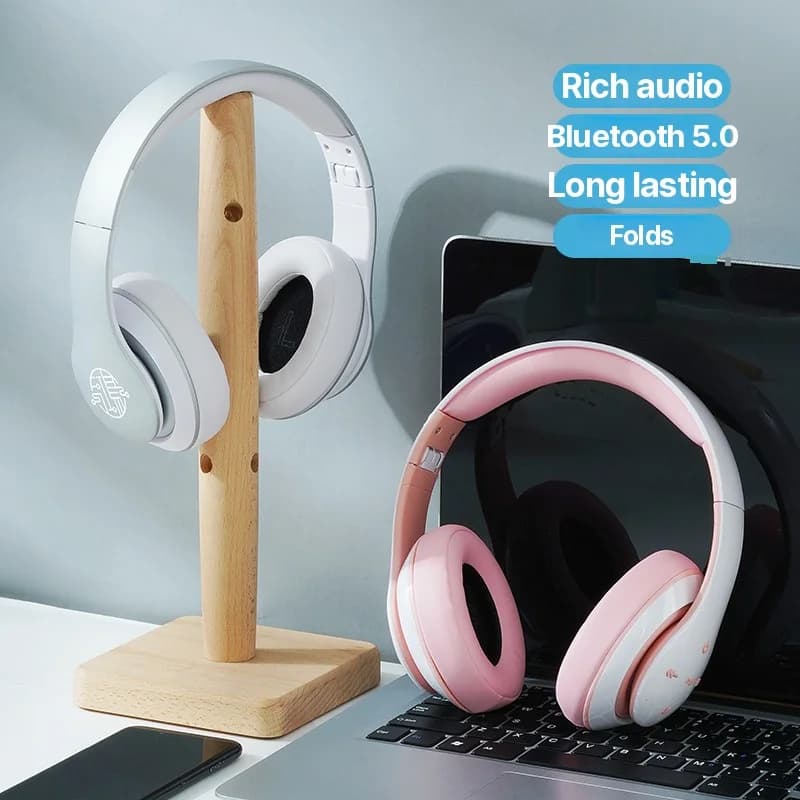 אוזניות אלחוטיות Bluetooth מעל האוזן עם סוללה חזקה