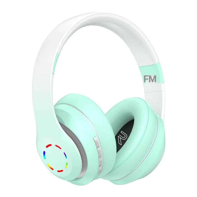אוזניות אלחוטיות מעל האוזן עם נורות LED ורדיו FM