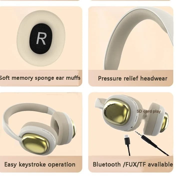 אוזניות אלחוטיות מעל האוזן עם Bluetooth 5.3 וסוללה חזקה