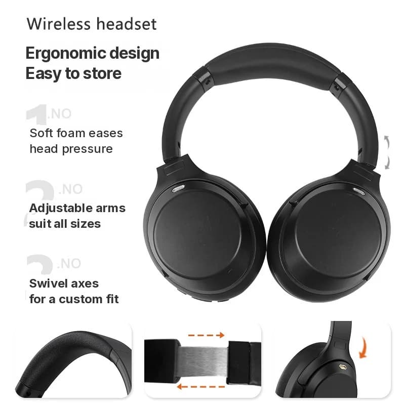 אוזניות אלחוטיות Bluetooth מעל האוזן עם ביטול רעשים אקטיבי