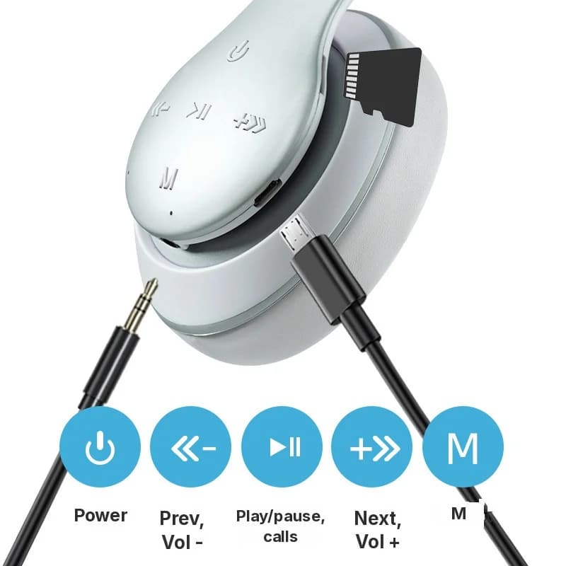 אוזניות אלחוטיות Bluetooth מעל האוזן עם סוללה חזקה