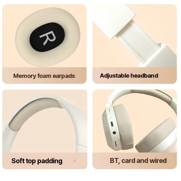 אוזניות Bluetooth מעל האוזן עם בס, AUX ותמיכה בכרטיס TF