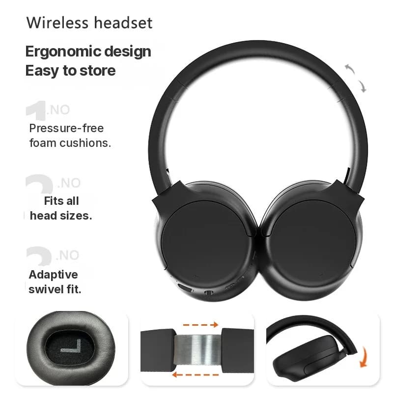 אוזניות אלחוטיות Bluetooth עם ביטול רעשים אקטיבי, סגורות, סוללה חזקה