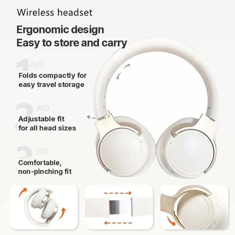 אוזניות Bluetooth אלחוטיות מעל האוזן עם ביטול רעשים אקטיבי