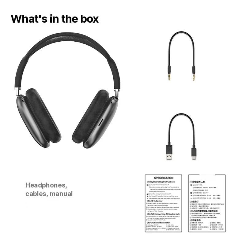 אוזניות מעל האוזן Bluetooth 5.4 עם כפתור סיבובי ורדיו FM