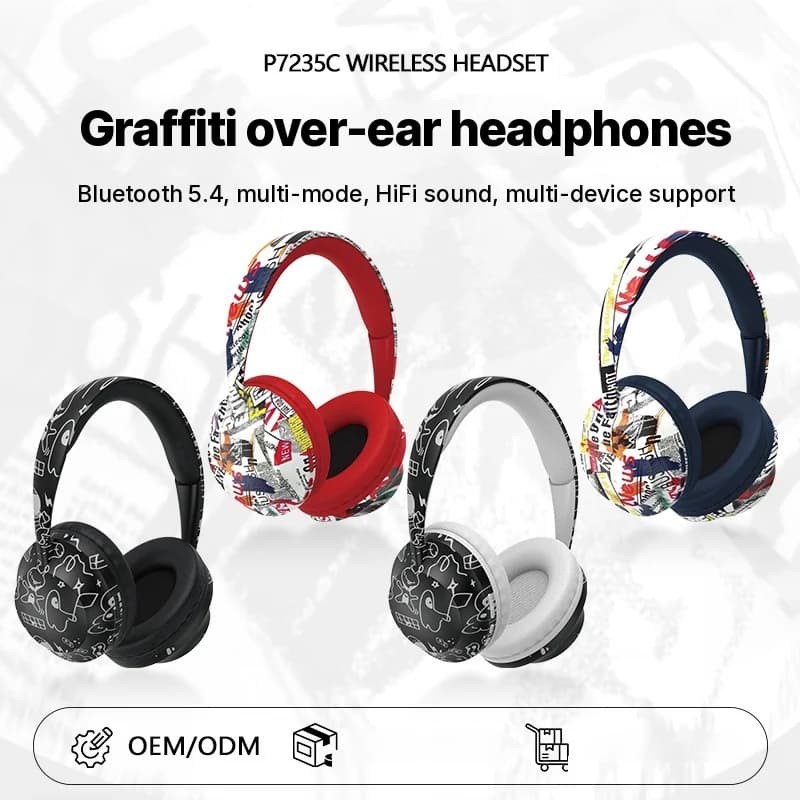 אוזניות אלחוטיות מעל האוזן עם Bluetooth 5.4 וחריץ לכרטיס TF