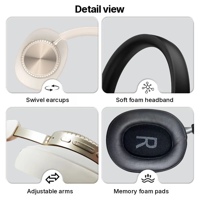 אוזניות אלחוטיות Bluetooth מעל האוזן עם ביטול רעשים ונרתיק