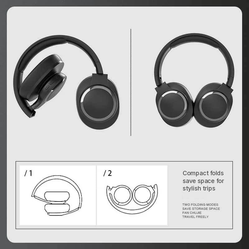 אוזניות Bluetooth אלחוטיות מעל האוזן עם רדיו FM וחריץ לכרטיס TF