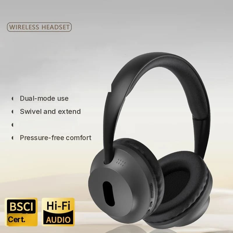 אוזניות אלחוטיות Bluetooth מעל האוזן עם מיקרופון וכבל שמע 3.5mm