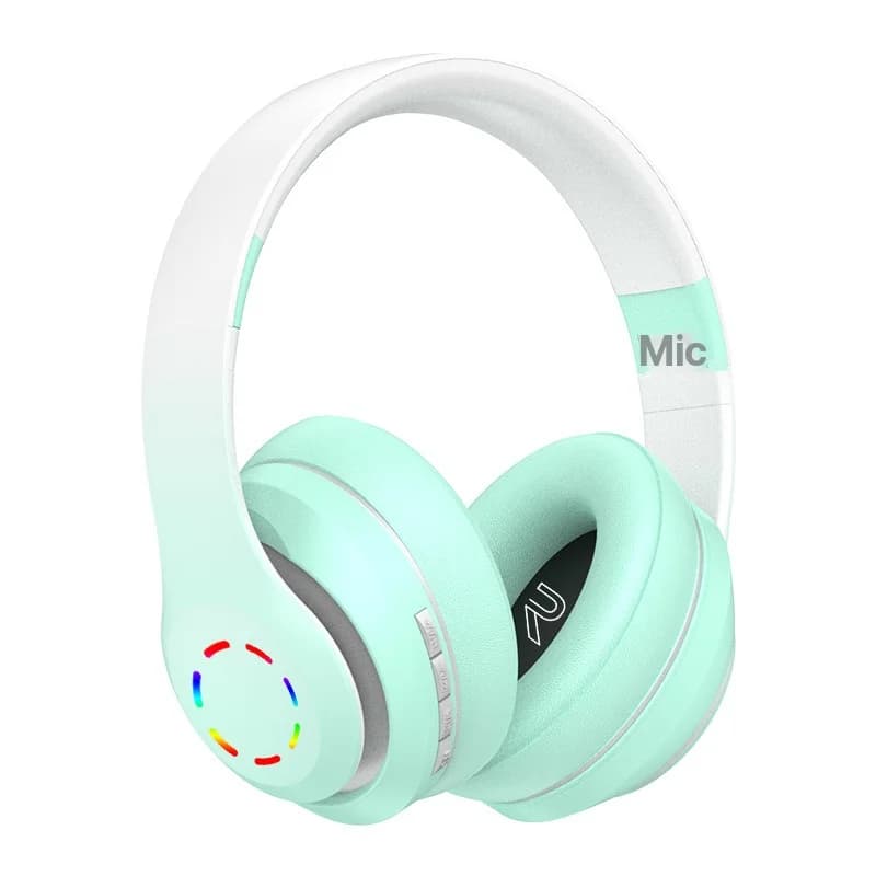 אוזניות אלחוטיות מעל האוזן עם נורות LED ורדיו FM