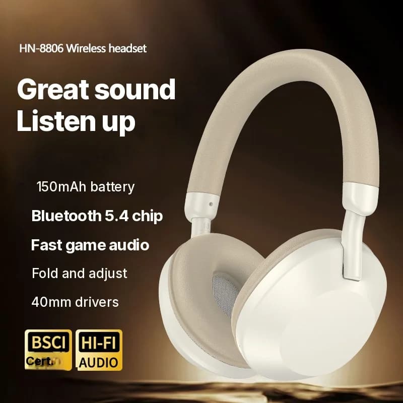 אוזניות אלחוטיות עם רדיו FM ו-Bluetooth 5.4
