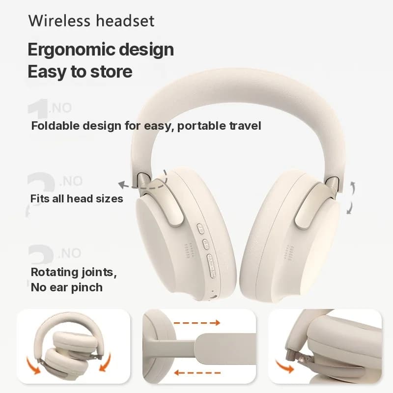 אוזניות אלחוטיות Bluetooth מעל האוזן עם טעינת Type-C וסאונד סטריאו