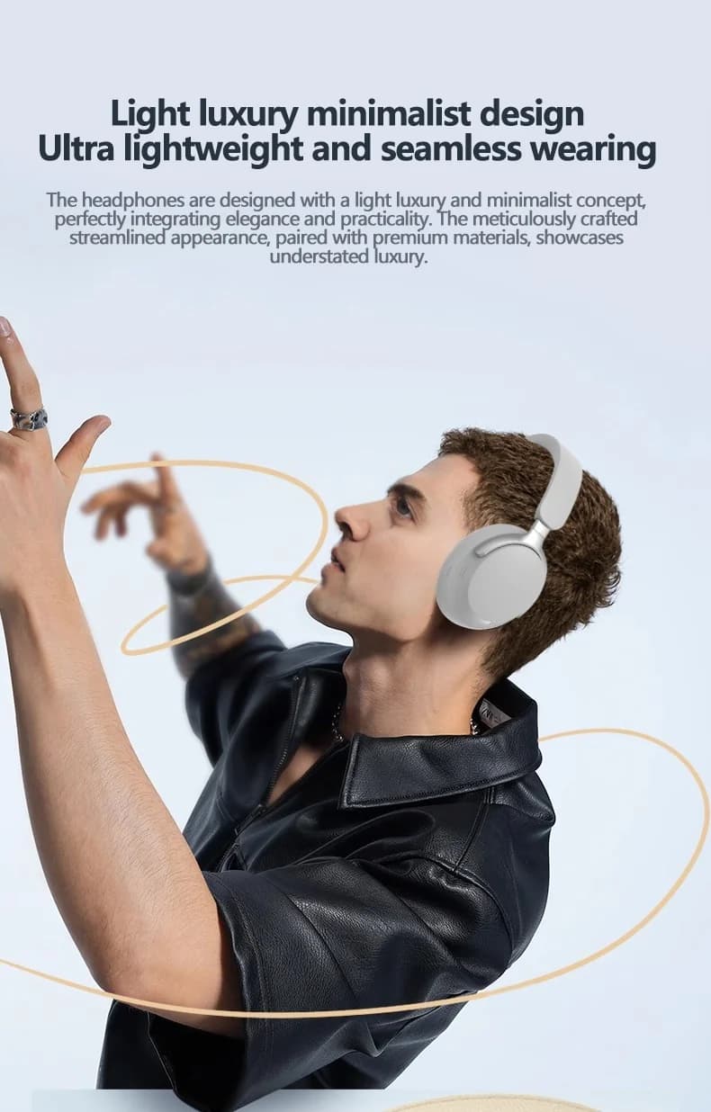 אוזניות Bluetooth אלחוטיות מעל האוזן עם סאונד סטריאו תלת-ממדי וסוללה חזקה