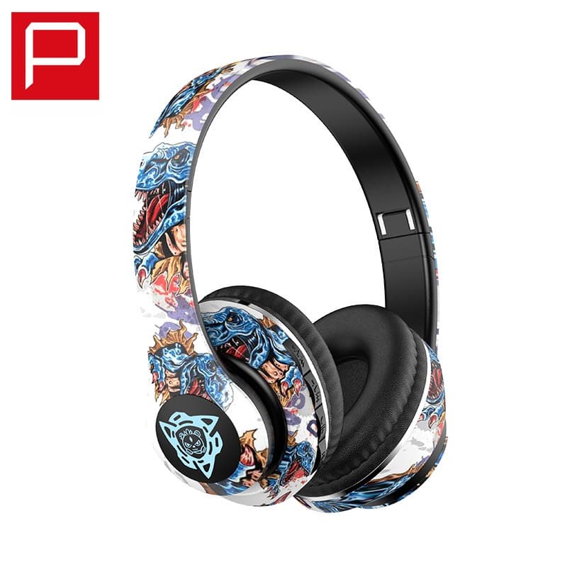 אוזניות Bluetooth אלחוטיות מעל האוזן בעיצוב גרפיטי מתקפלות