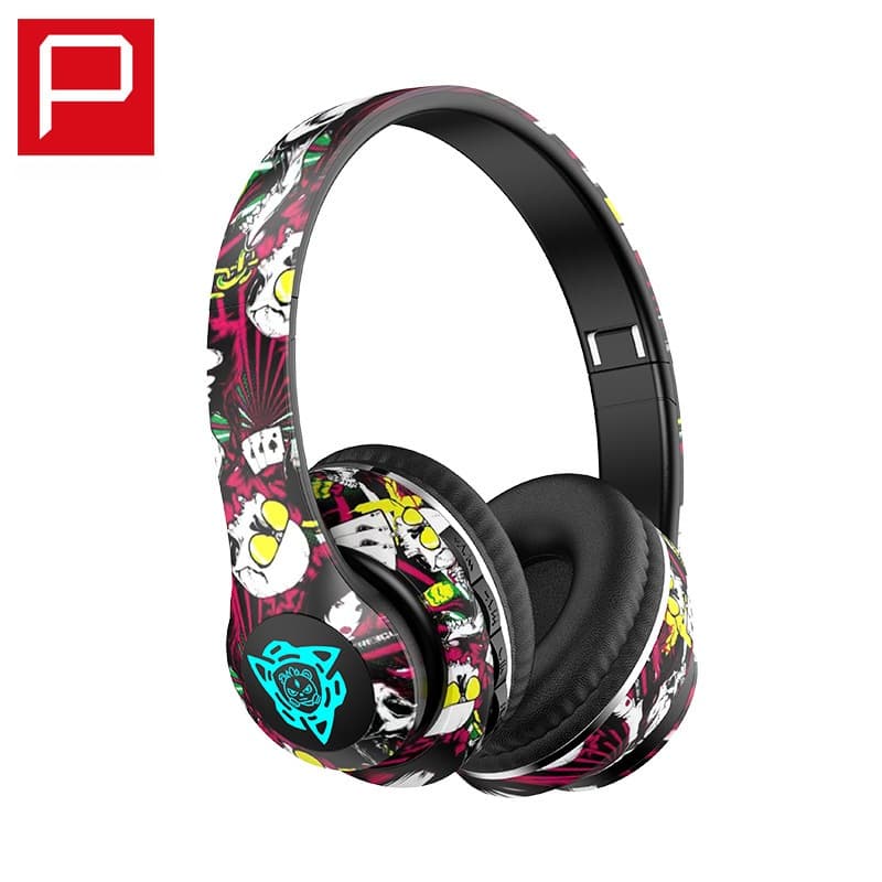 אוזניות Bluetooth אלחוטיות מעל האוזן בעיצוב גרפיטי מתקפלות